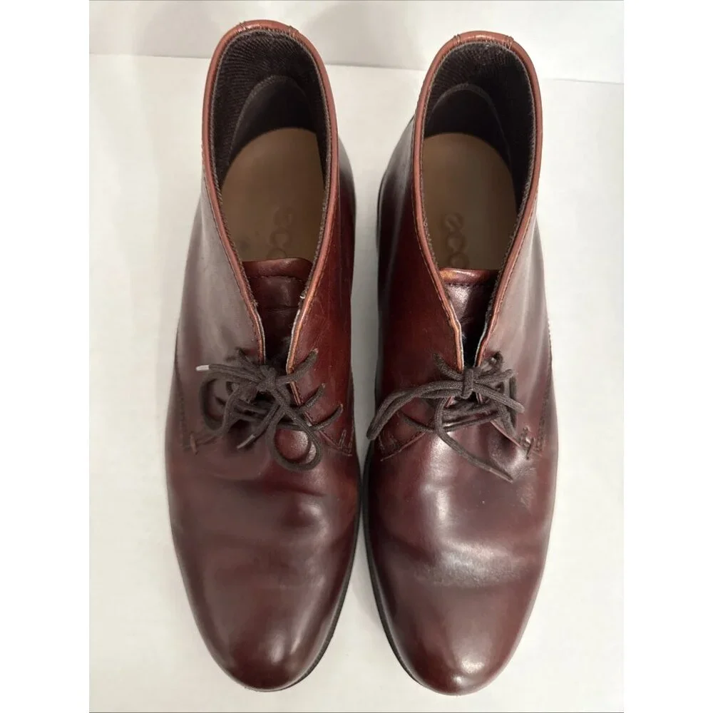 ECCO Chukka Boots Shoes EU 46 US 12/12.5‎ Cognac Brown Leather Ankle Lace Up
